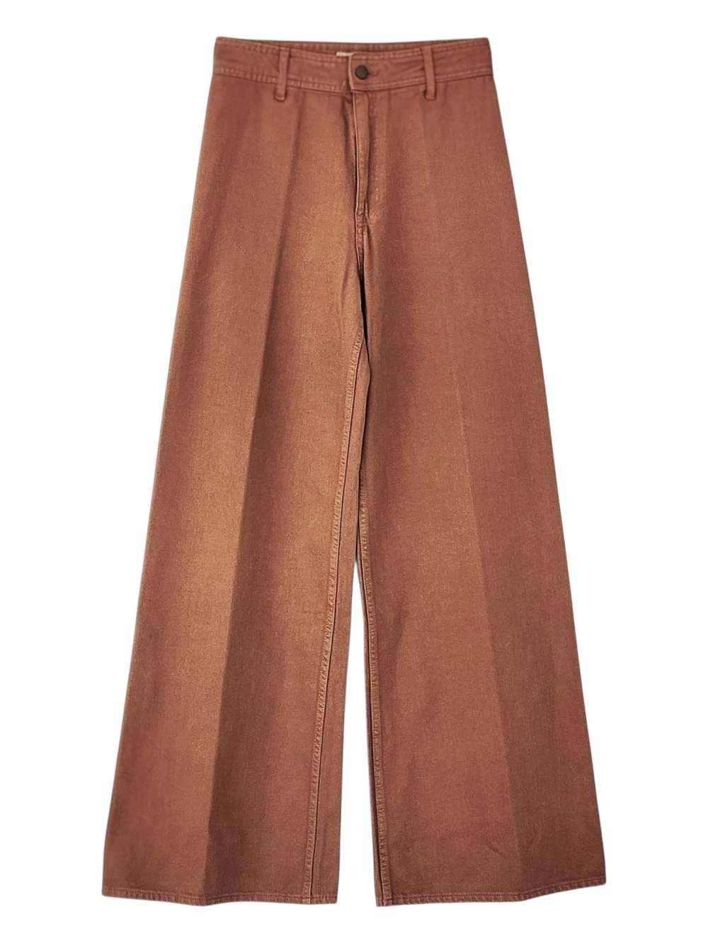 H&M High Rise Wide Leg Denim Jeans in Caramel Brown S